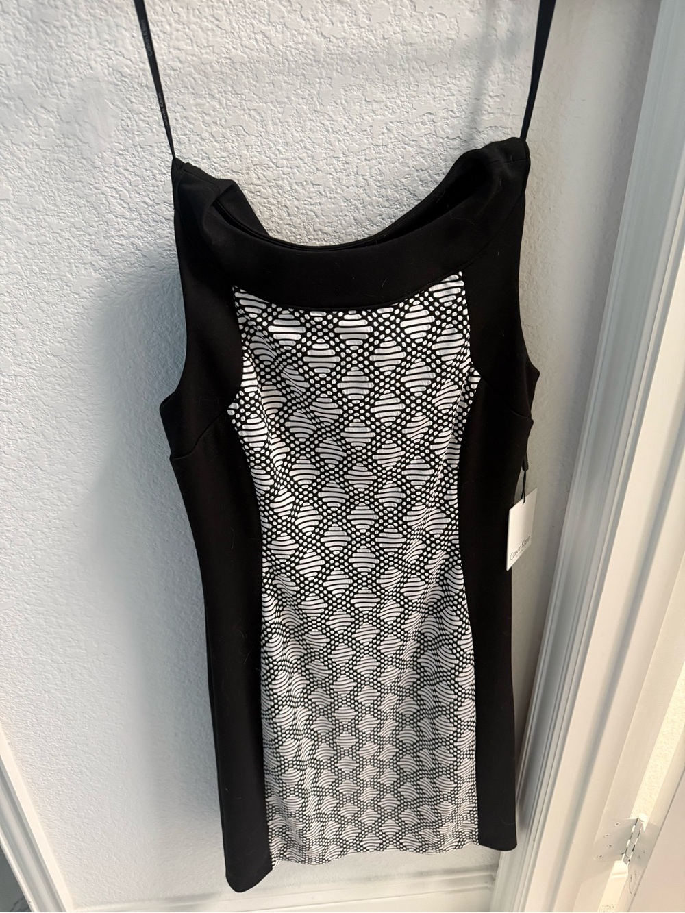 Calvin Klein Black Dress with White Geometric Front Panel